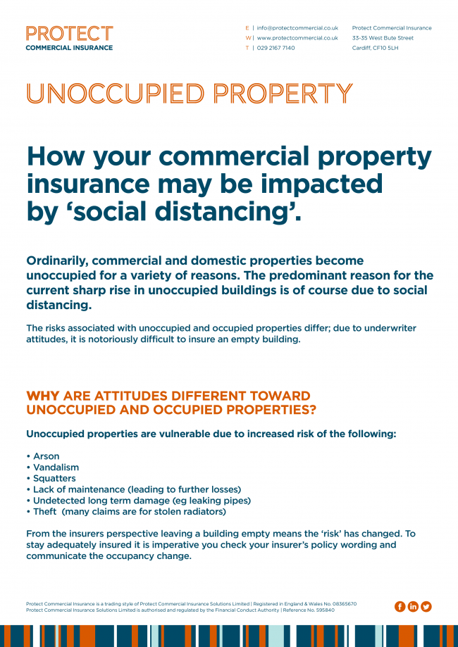 picture of unoccupied property leaflet by protect commercial