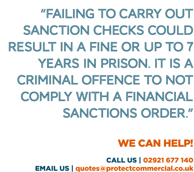 image detailing that failing to do sanction checks could lead to imprisonment